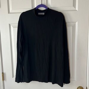 Canali Mock Neck Long Sleeve Black Shirt, Sz‎ L/XL